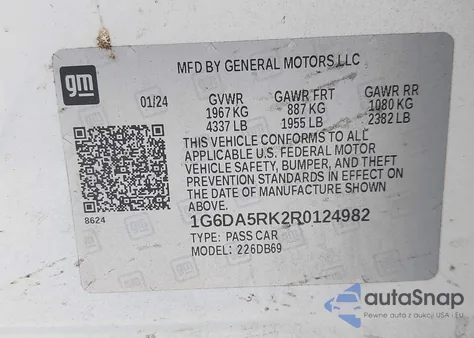 2024 Cadillac Ct4 Luxury из США, поврежденный, VIN 1G6DA5RK2R0124982